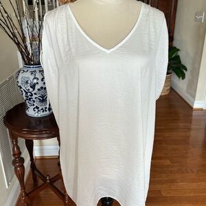CAbi Cool, summery white short sleeve blouse